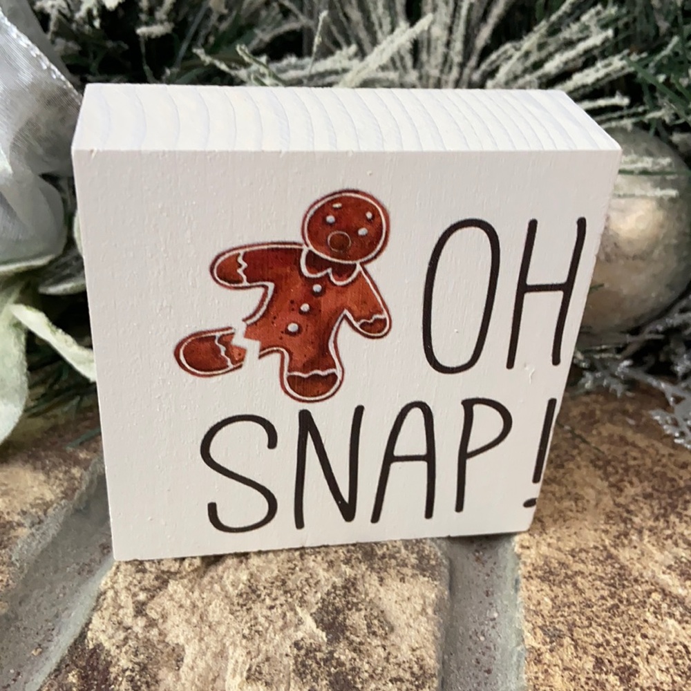 Gingerbread 'Oh Snap!' Wooden Block Decor